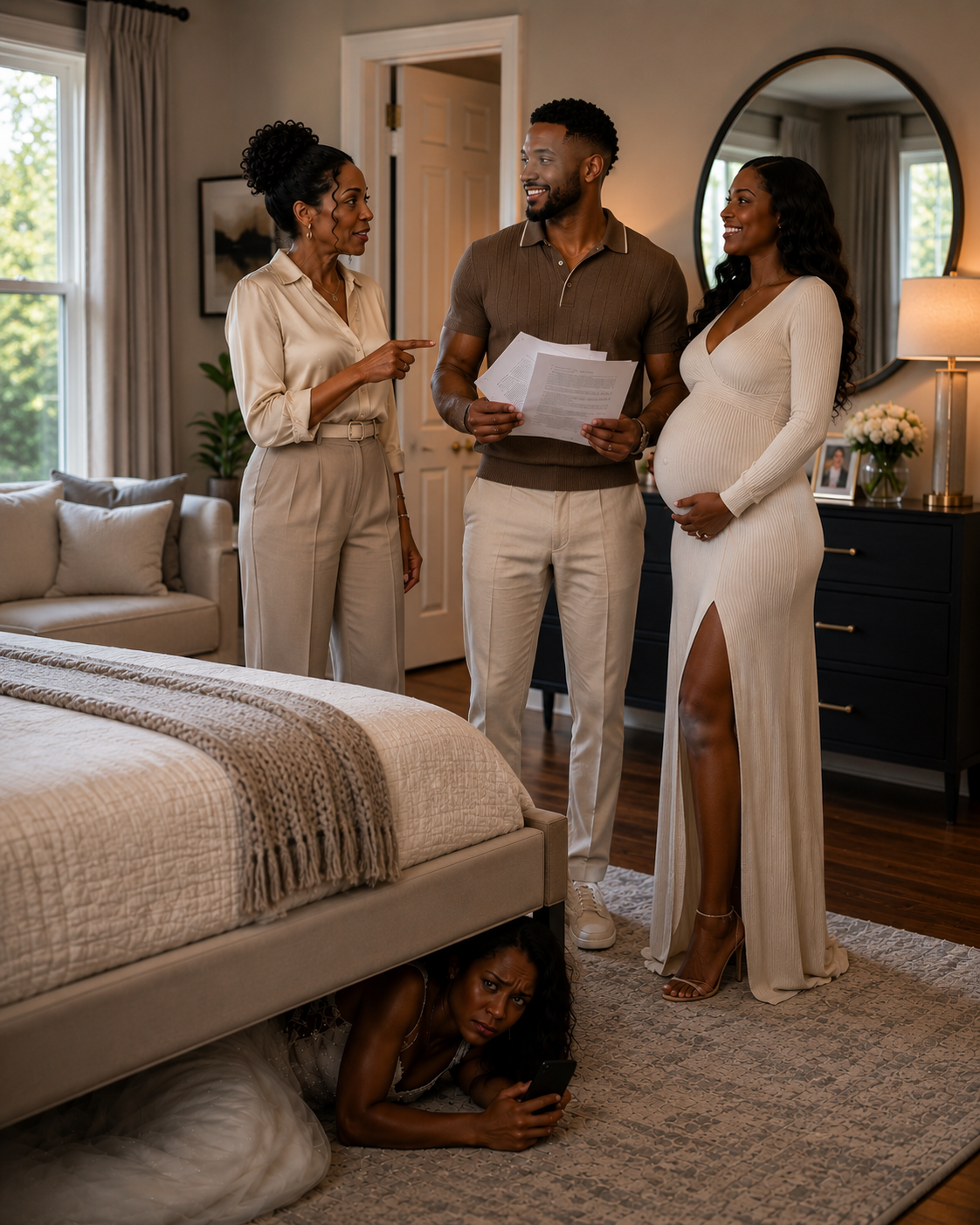 The bride hid under the bed as a prank, but she overheard her mother-in-law say, “In a year, we’ll take everything from her.” That night, she realized her marriage was a trap
