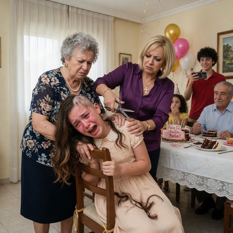 My family held my 11-year-old daughter and cut her hair at a party because “it overshadowed the birthday girl”… The next day everyone was crying in front of the police